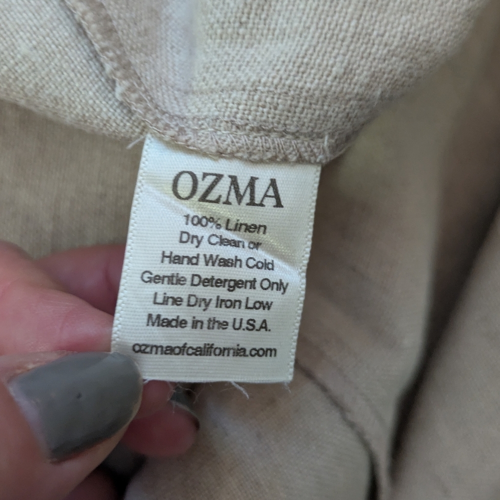 OZMA California Casual Linen Jumpsuit S Natural Tan Canerom - Picture 15 of 15